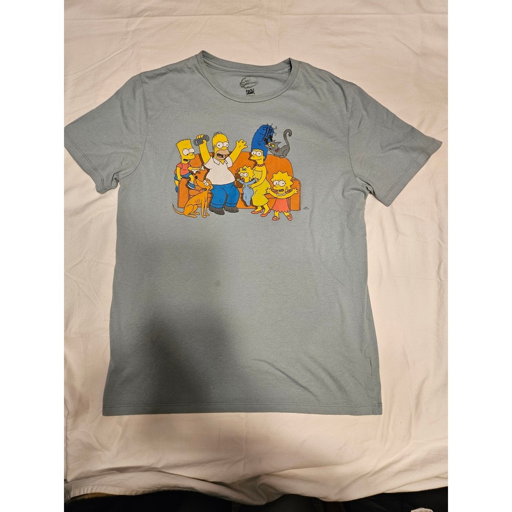 The Simpsons Family Graphic T‎ Shirt Light Blue Crew Neck Short Sleeve Mens M